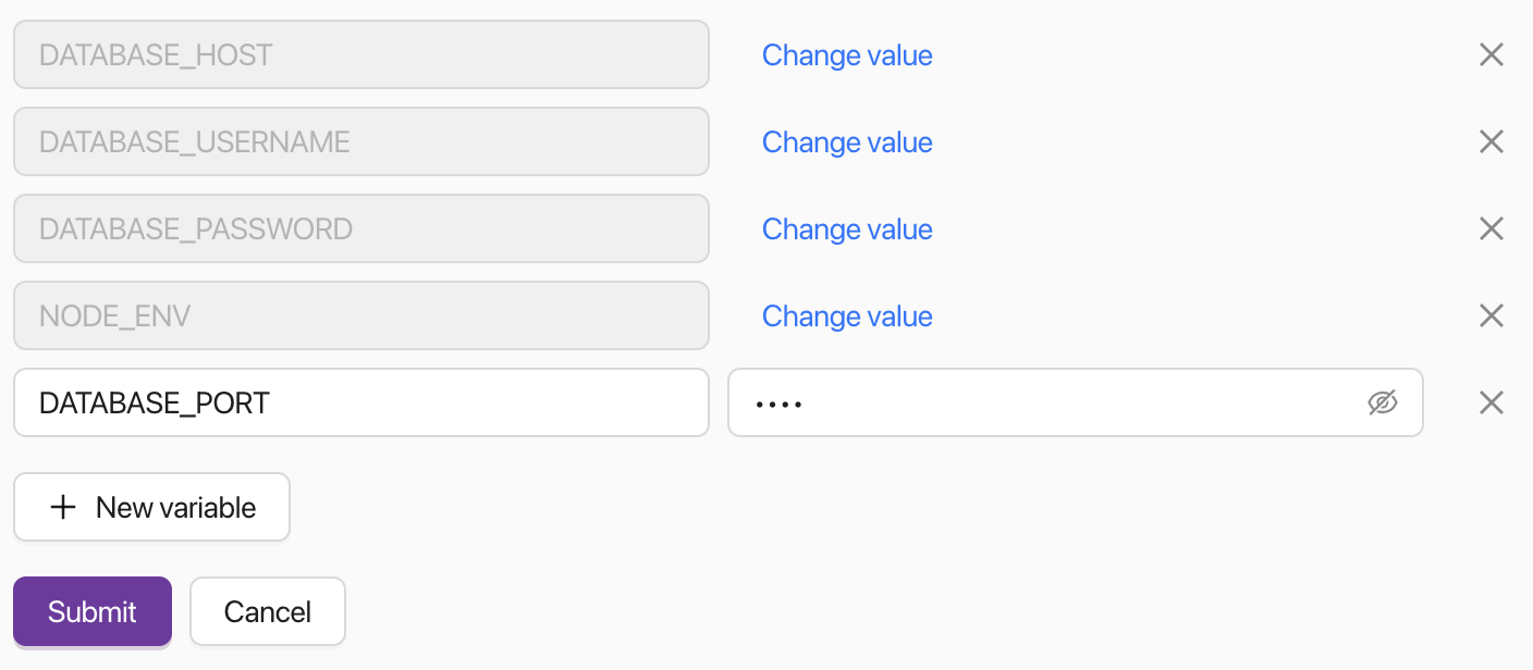 Change environment variables