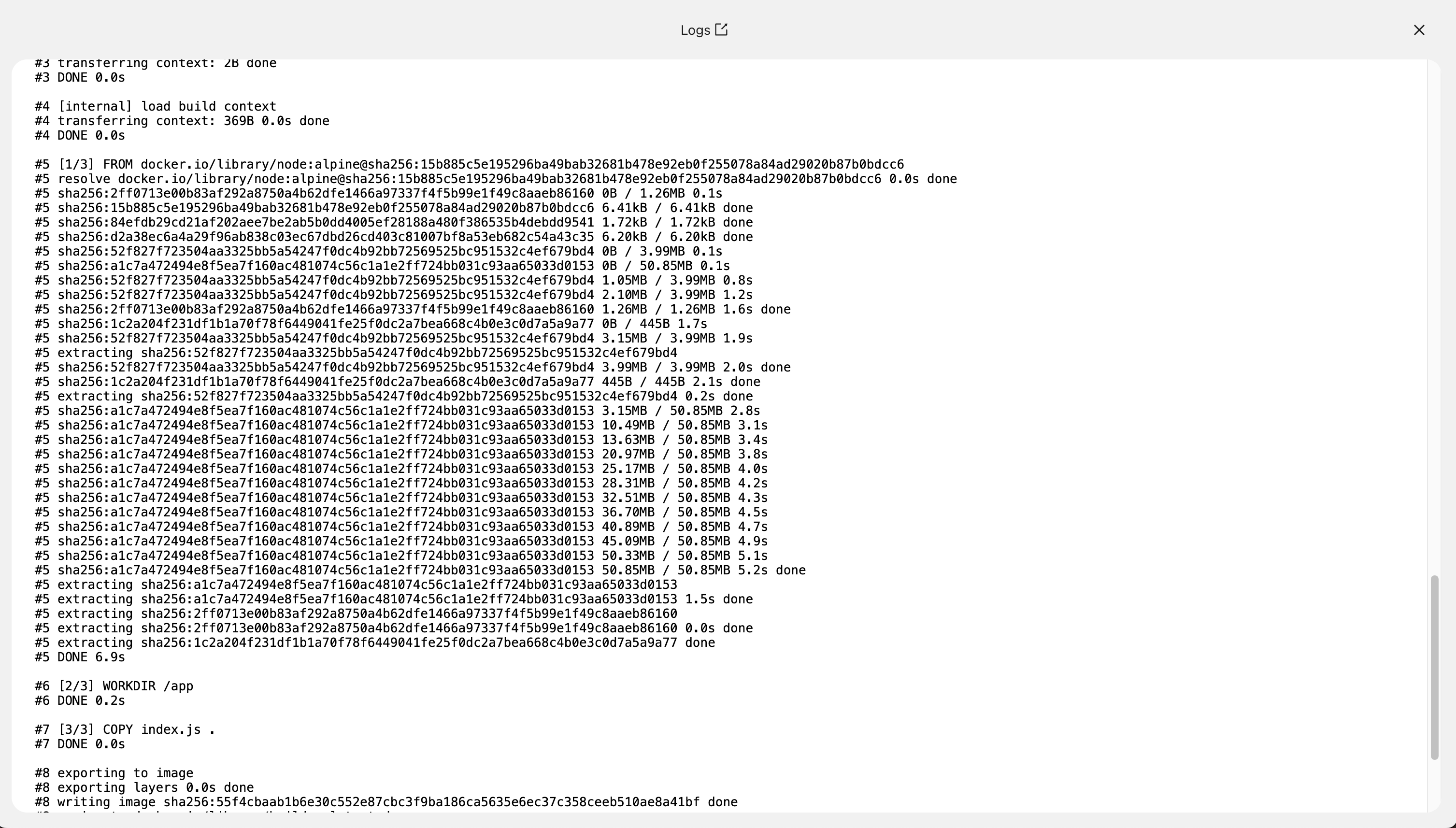 Deployment logs